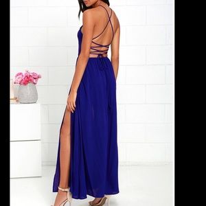 Lulus heart’s Desire Royal Blue Lace-Up Maxi Dress